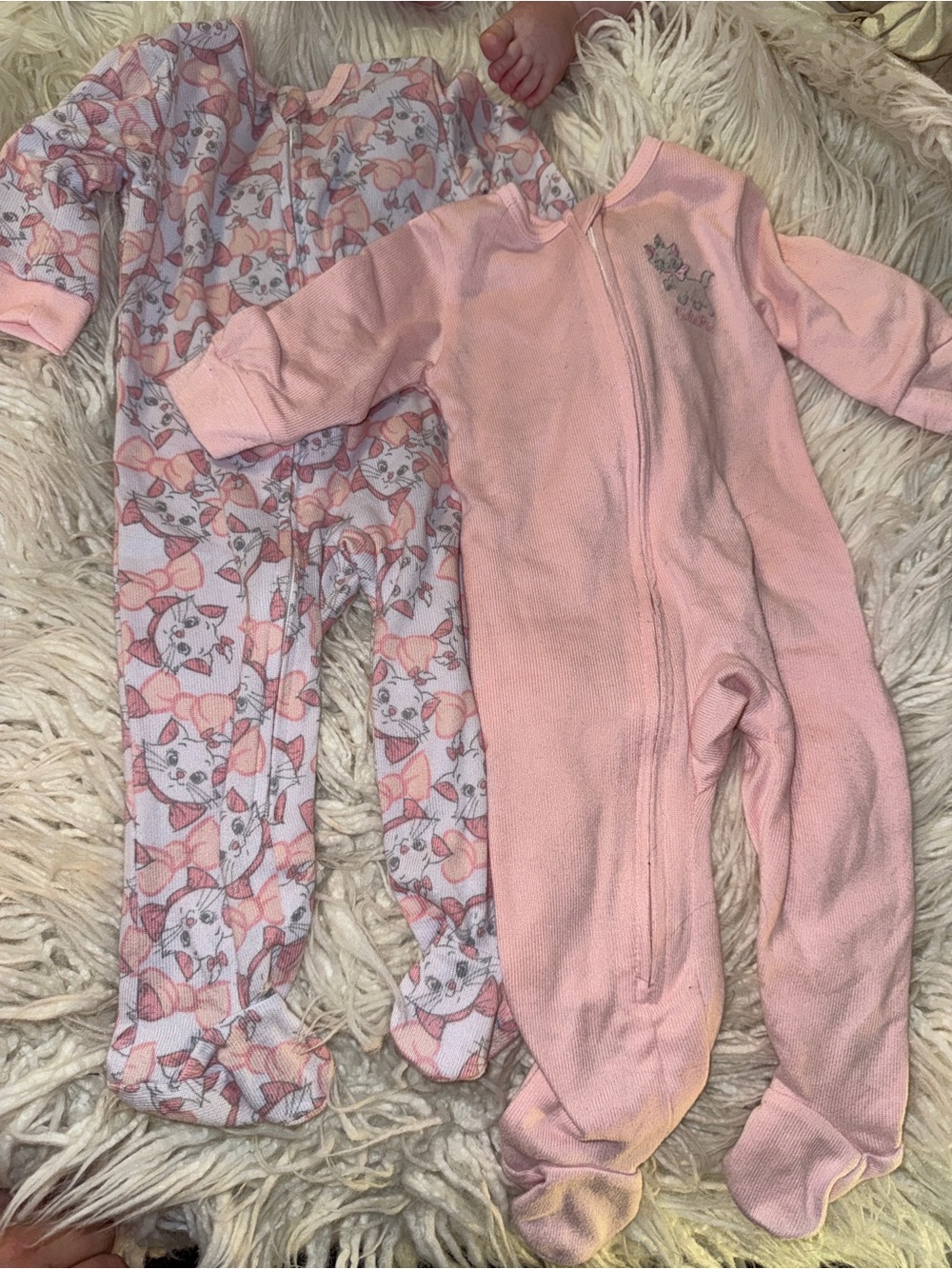 Disney Baby Pink Footed One-Piece Sleepers - Set of 2